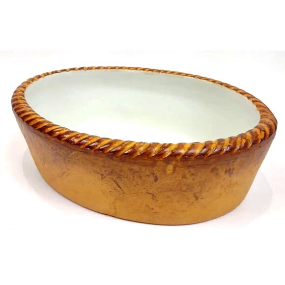 Walkure SPM Bayreuth Crimped Edge Casserole Dish Orange Tan Oval Vintage Germany - Picture 9 of 10